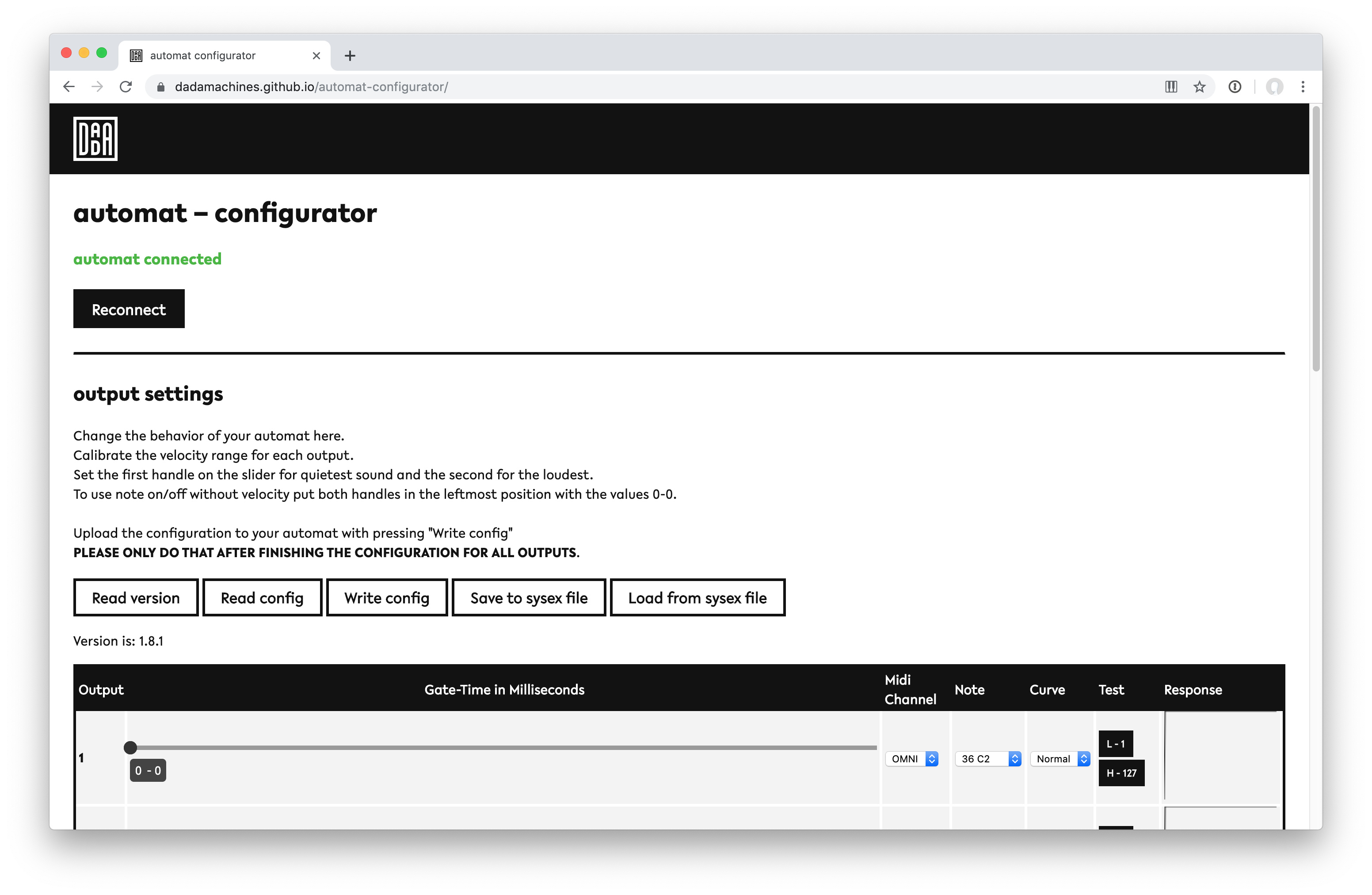 automat configurator screenshot