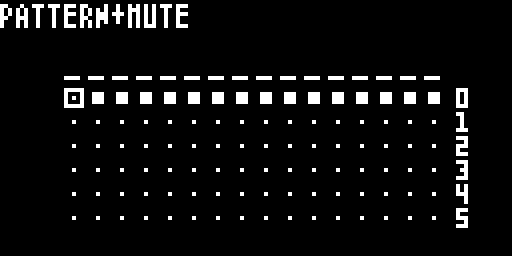 Pattern Select — pattern grid and mute status